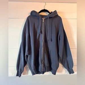 Brandy Melville Gray Blue Zip-Up Hoodie